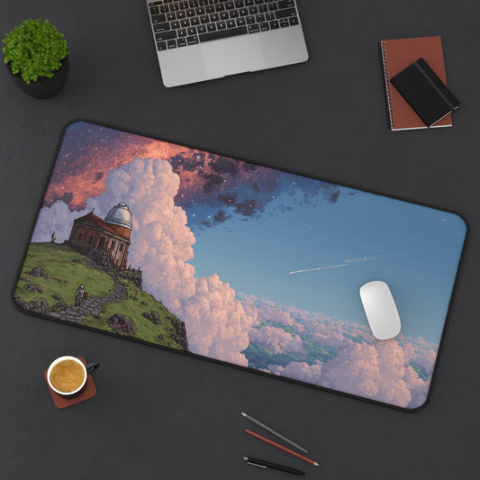 Pixel Art Desk Mat: Serene Observatory Mouse Pad