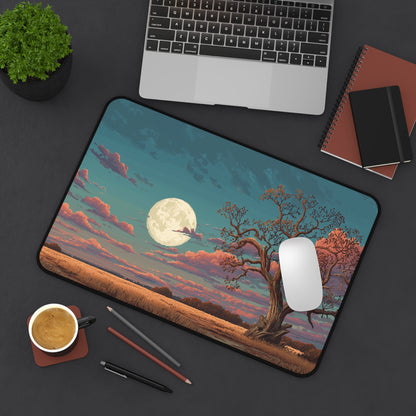 Pixel Art Desk Mat: Moonlit Tree Mouse Pad XXL
