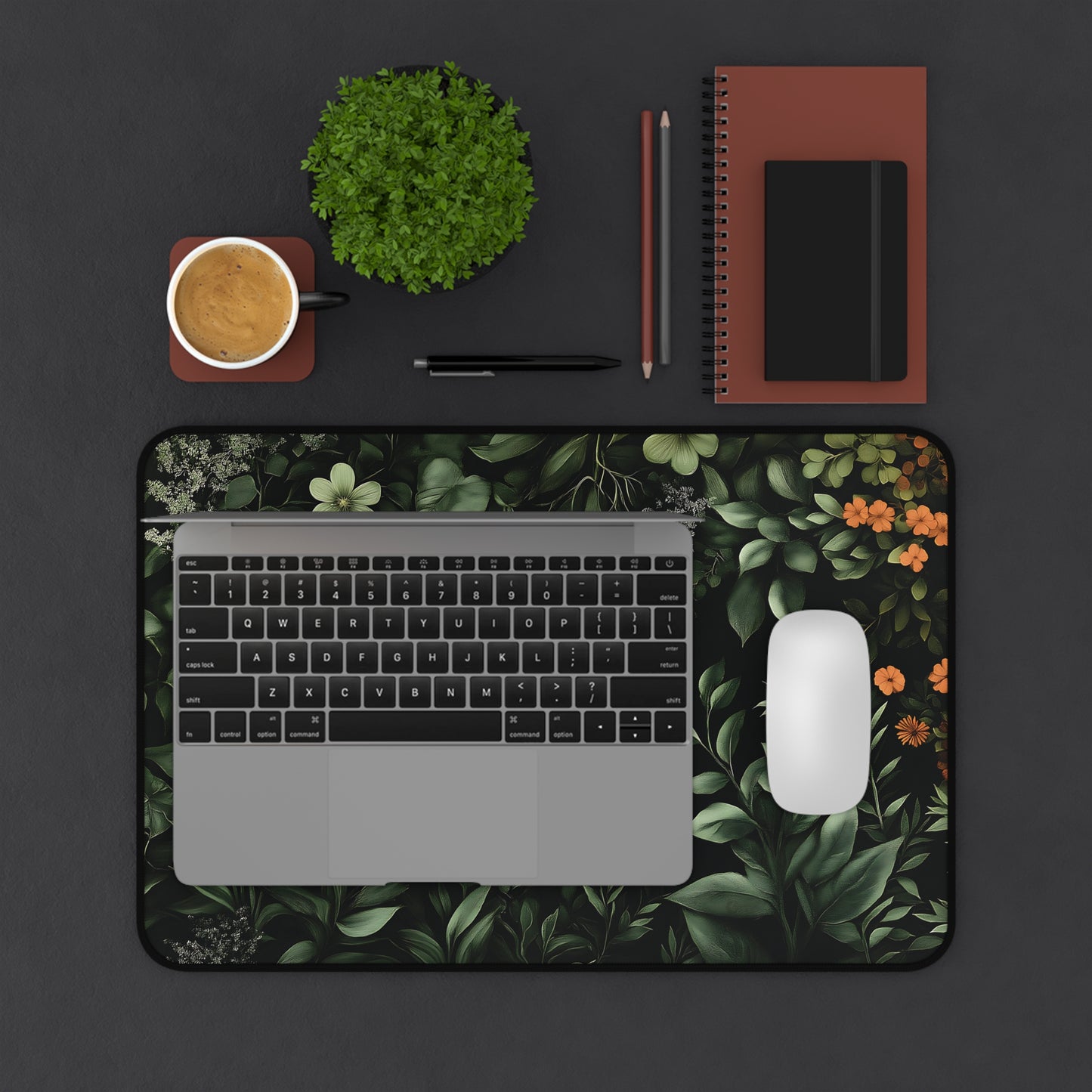 Floral Desk Mat, Botanical Mouse Pad, Plant Greenery Office Decor