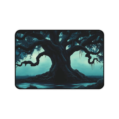 Eerie Moonlit Tree Desk Mat: Gothic Fantasy Desk Pad