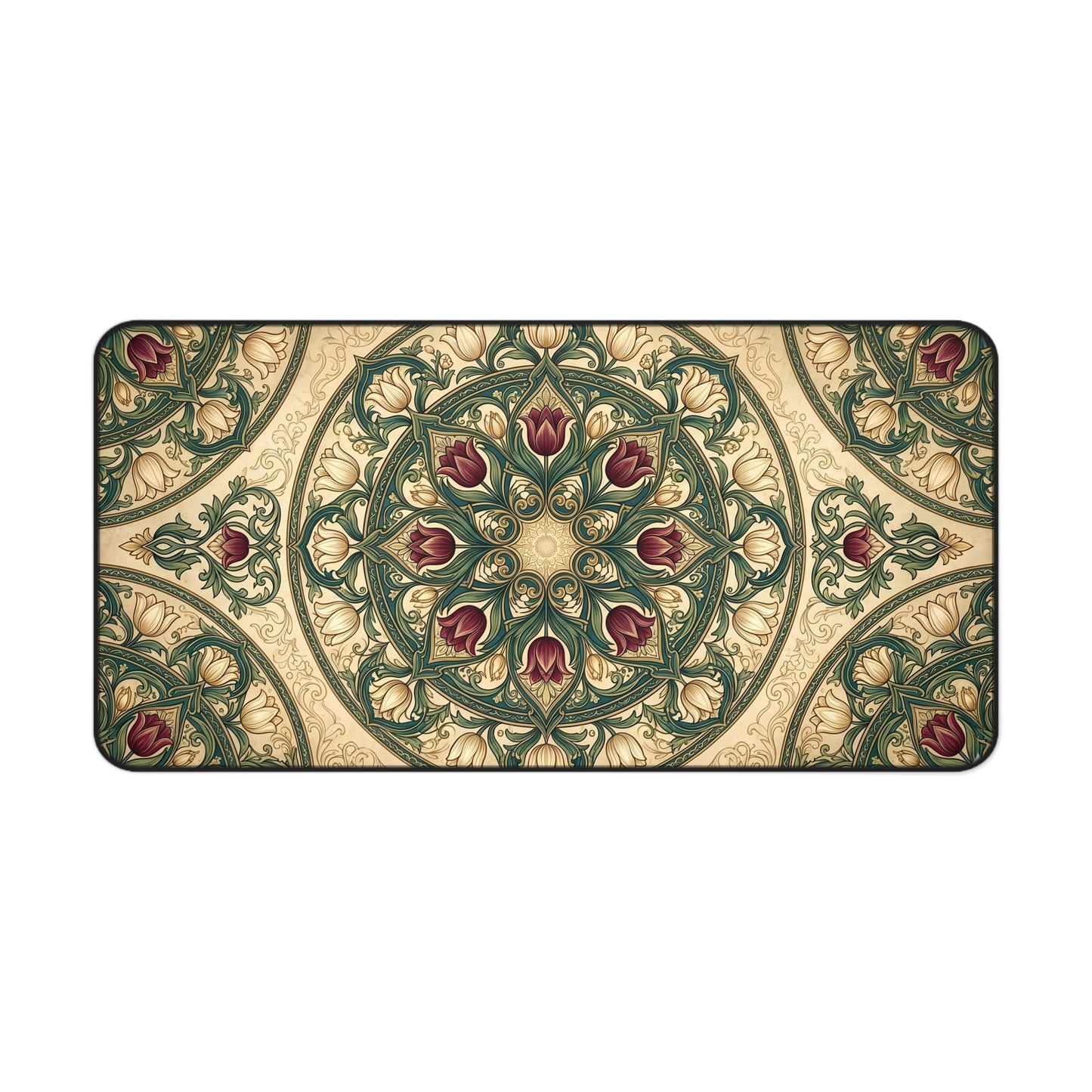 Art Nouveau Tulip Desk Mat: Vintage Tapestry Mandala Mouse Pad