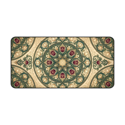 Art Nouveau Tulip Desk Mat: Vintage Tapestry Mandala Mouse Pad
