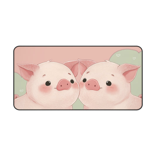 Pigs Desk Mat Kawaii Style, Piggy Large Desk Pad
