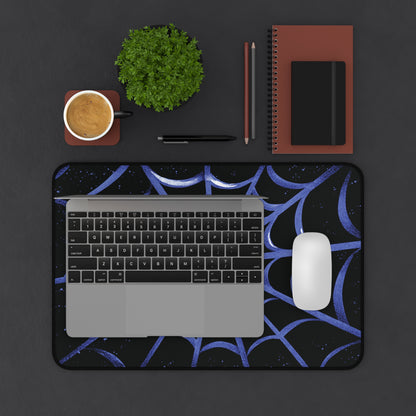 Blurple Spider Web Desk Mat, Halloween Aesthetic Mouse Pad