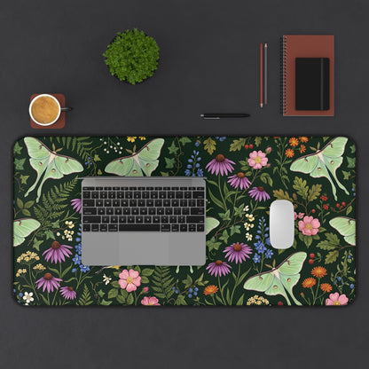 Luna Moth Desk Mat: Botanical Cottagecore Mouse Pad