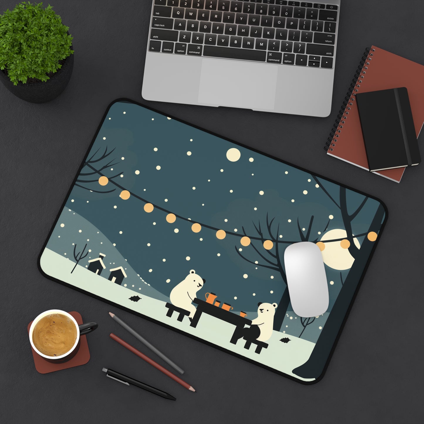 Christmas Winter Mouse Pad XXL, Polar Bears Desk Mat