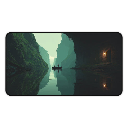 Serene River Desk Mat: Landscape Extended Mouse Pad
