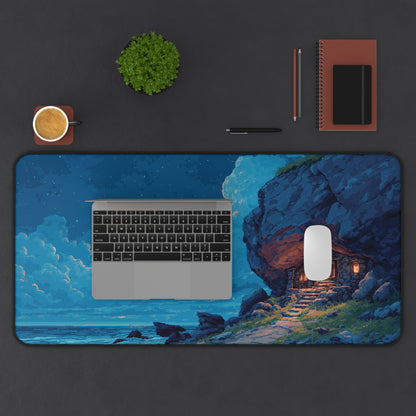 Pixel Art Night Landscape Desk Mat