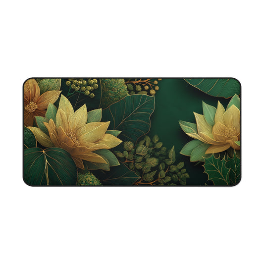 Green Floral Desk Mat for Christmas Office Decor