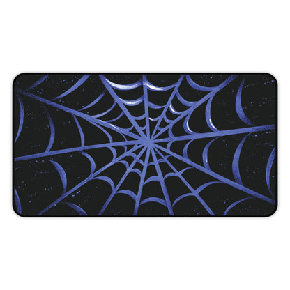 Blurple Spider Web Desk Mat, Halloween Aesthetic Mouse Pad