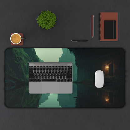 Serene River Desk Mat: Landscape Extended Mouse Pad