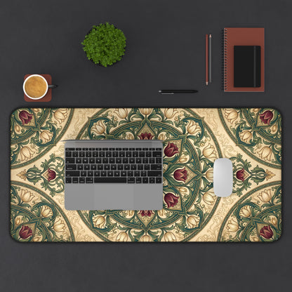 Art Nouveau Tulip Desk Mat: Vintage Tapestry Mandala Mouse Pad