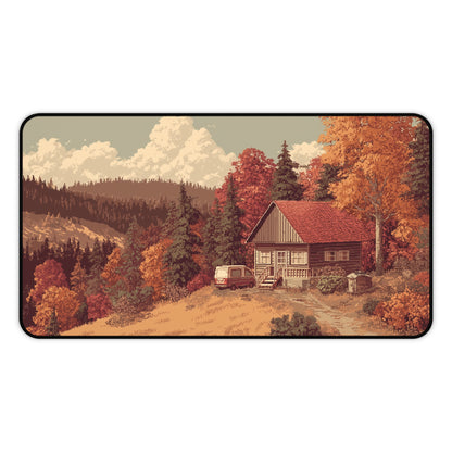Pixel Art Forest Desk Mat, Fall Gaming Keyboard Mat