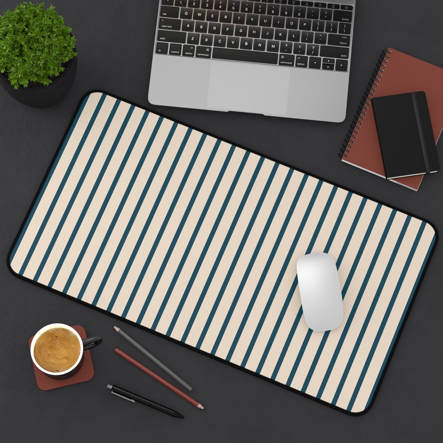 Deep Teal & Warm Beige Desk Mat