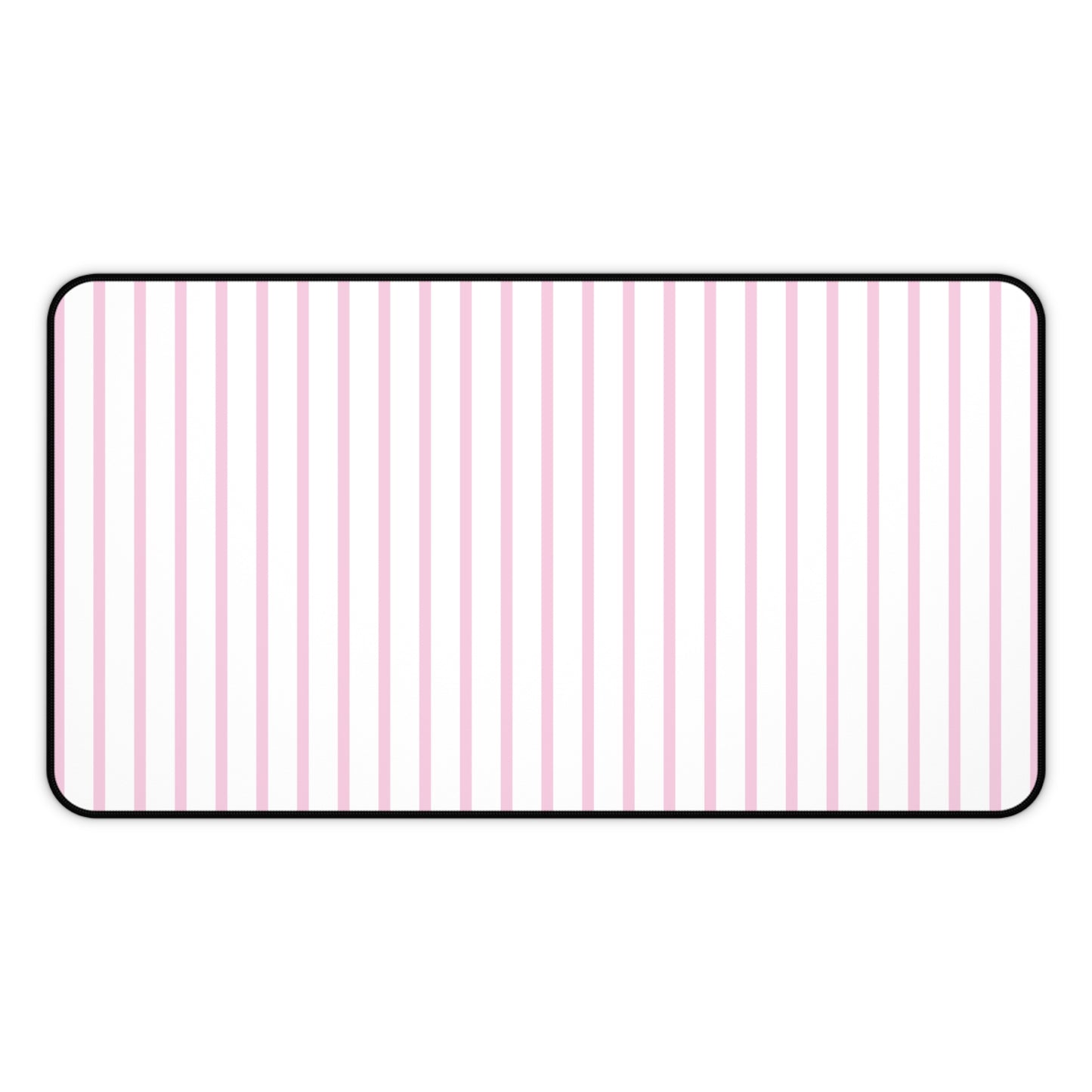 White and Pastel Pink Striped Desk Mat for Cute Office Decor
