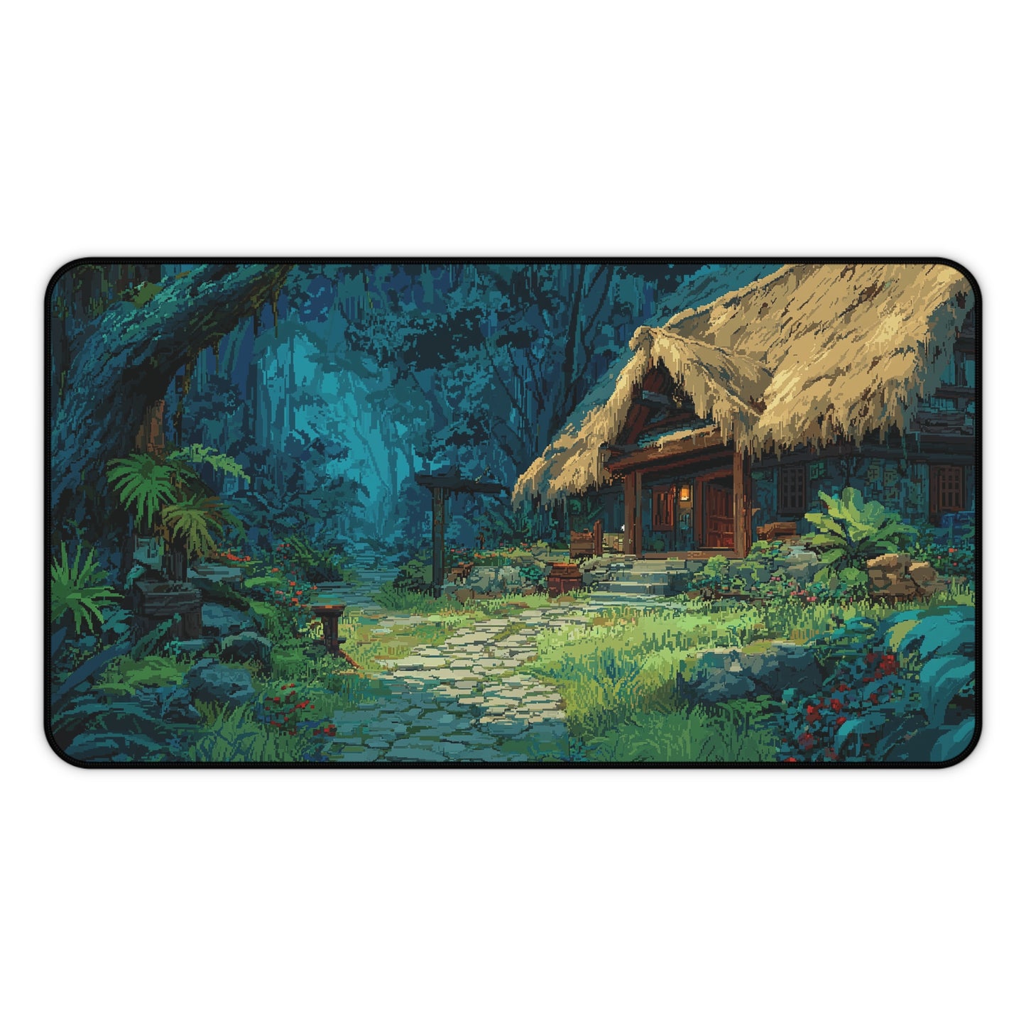 Pixel Art Desk Mat: Cozy Forest Mouse Pad XL