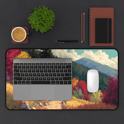 Pixel Art Desk Mat: Fall Landscape Mouse Pad