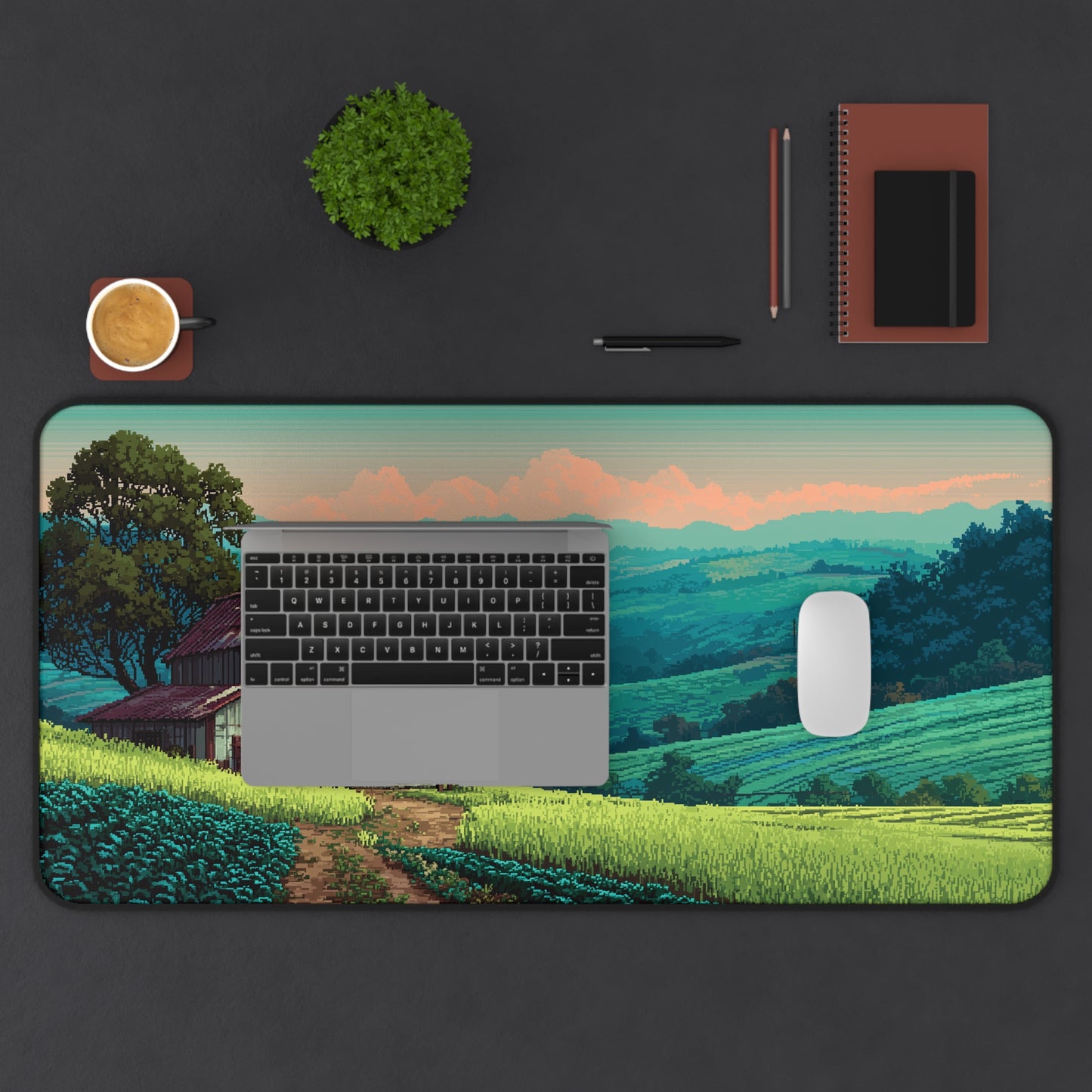 Countryside Desk Mat Pixel Art Aesthetic