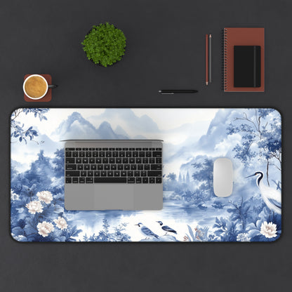 Blue Landscape Desk Mat Chinoiserie Aesthetic