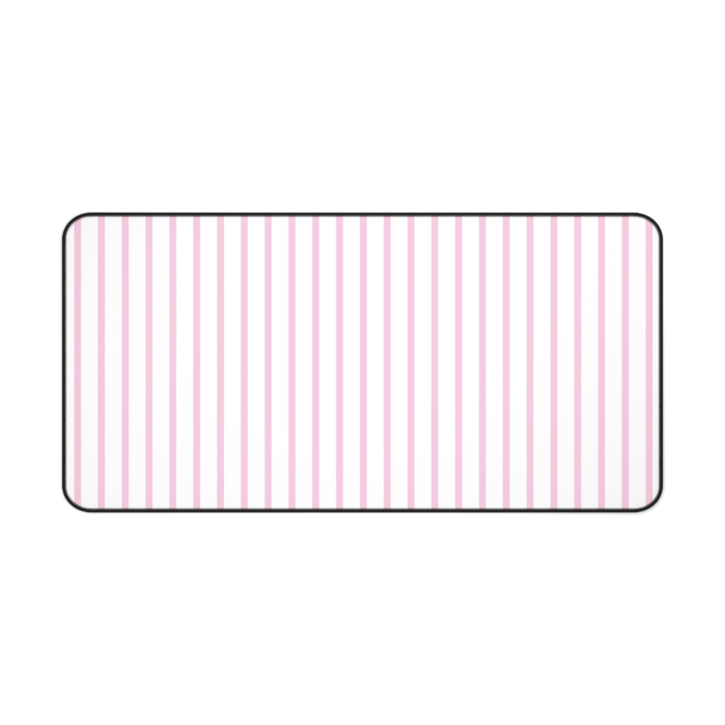 White and Pastel Pink Striped Desk Mat for Cute Office Decor