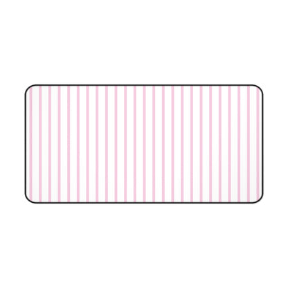 White and Pastel Pink Striped Desk Mat for Cute Office Decor