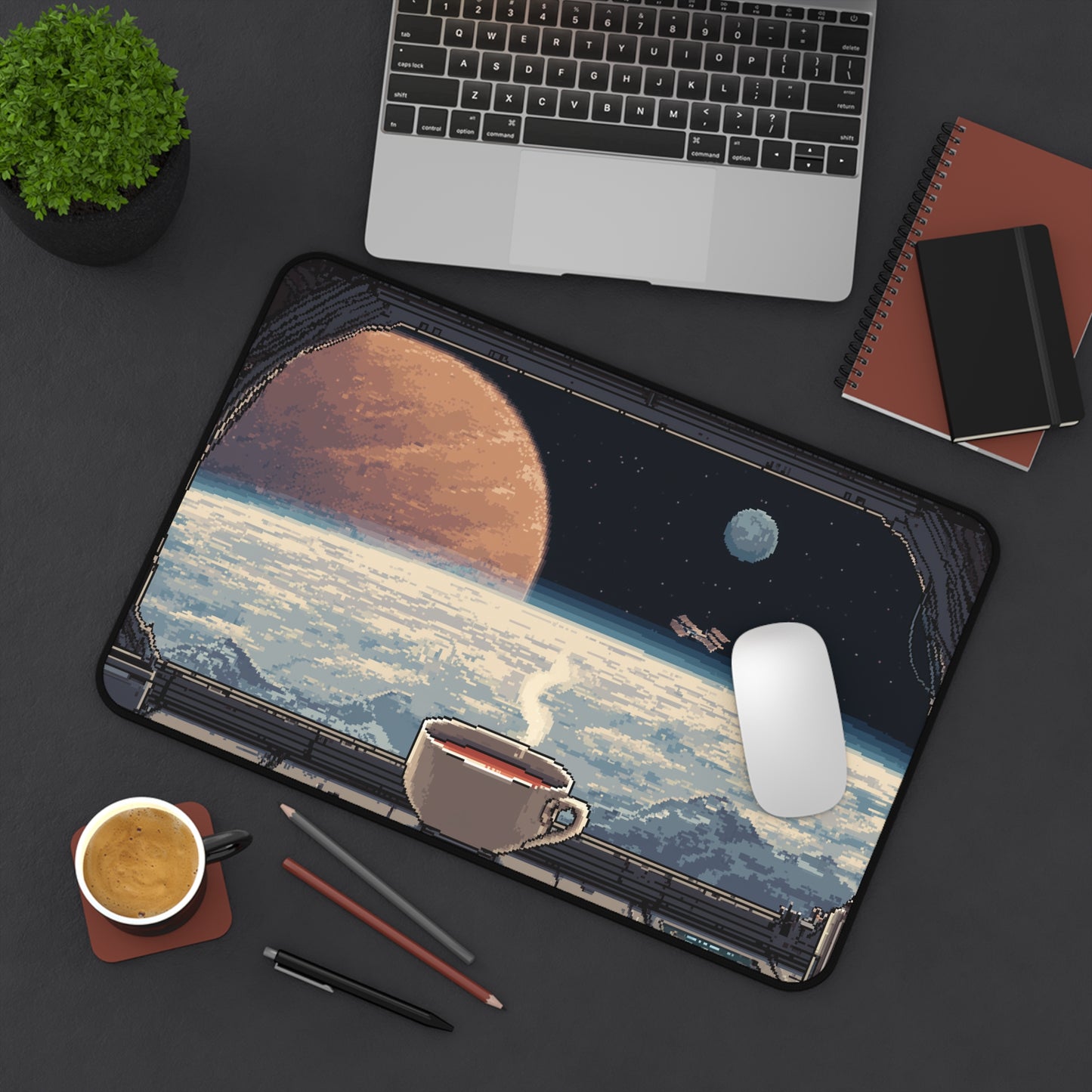 Pixel Art Keyboard Mat: Spacecraft Mouse Pad