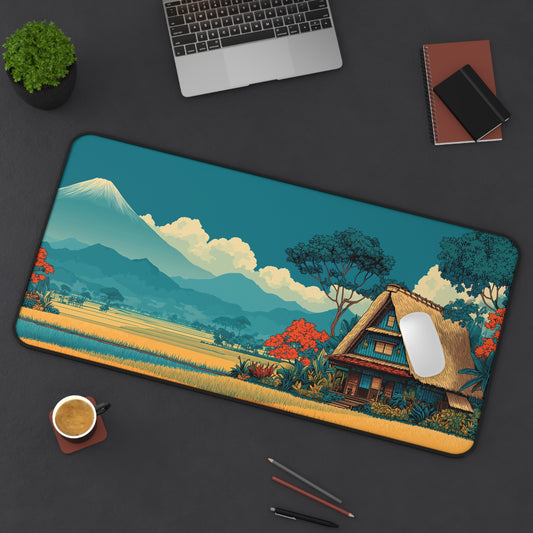 Japanese House Desk Mat: Mt. Fuji Landscape Mouse Pad XL
