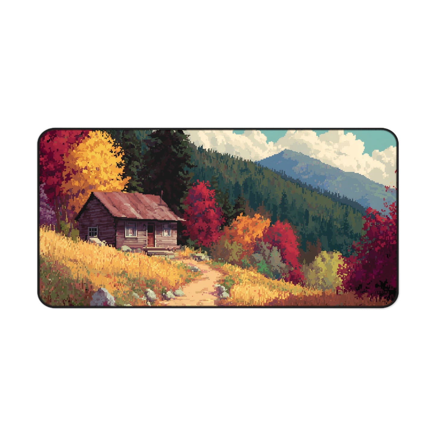 Pixel Art Desk Mat: Fall Landscape Mouse Pad