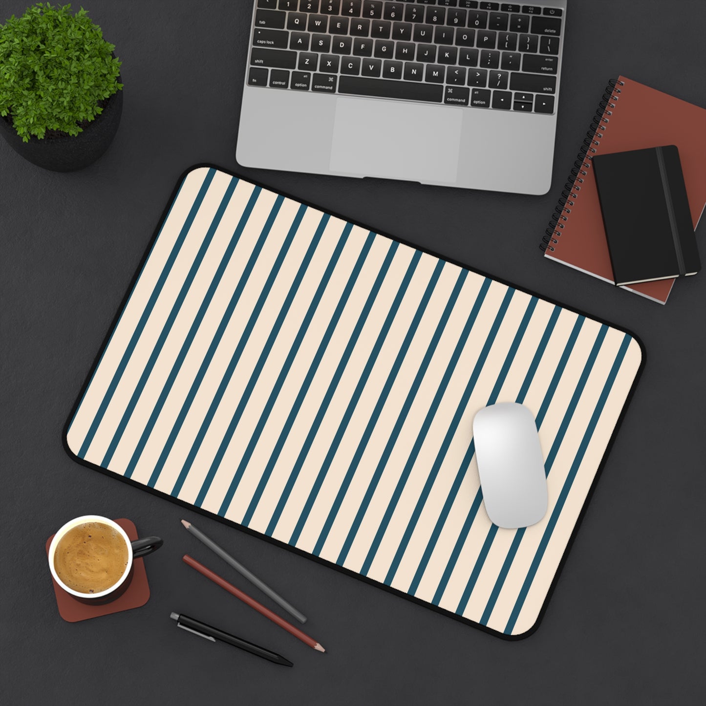 Deep Teal & Warm Beige Desk Mat