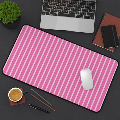 Pink Striped Desk Mat — Pastel Mouse Pad for Cute Workspaces