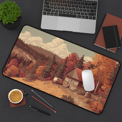 Pixel Art Forest Desk Mat, Fall Gaming Keyboard Mat