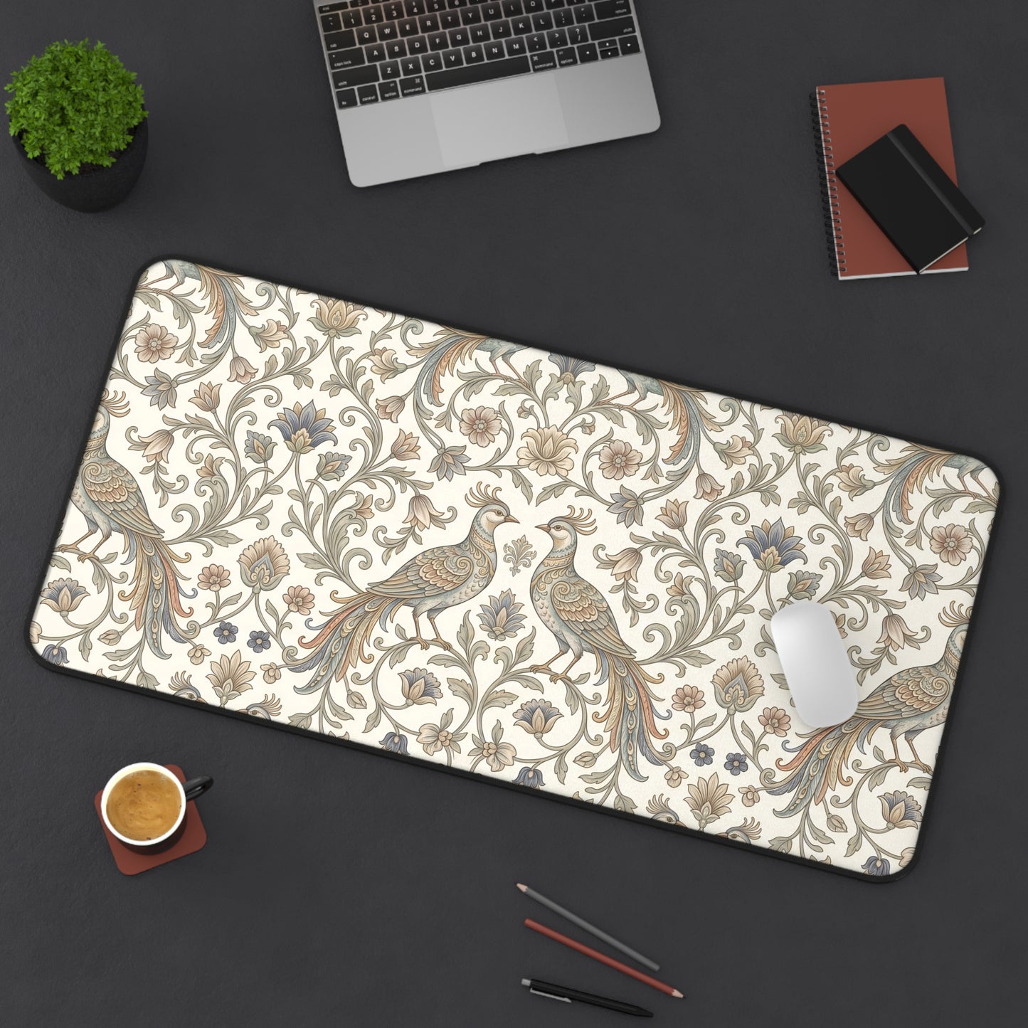 William Morris Desk Mat: Vintage Peacock Mouse Pad