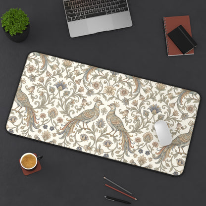 William Morris Desk Mat: Vintage Peacock Mouse Pad