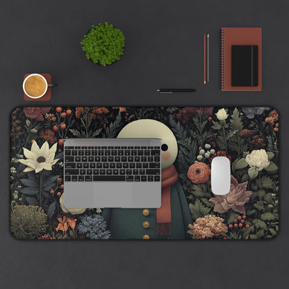 Snowman Desk Mat, Christmas Floral Desk Pad