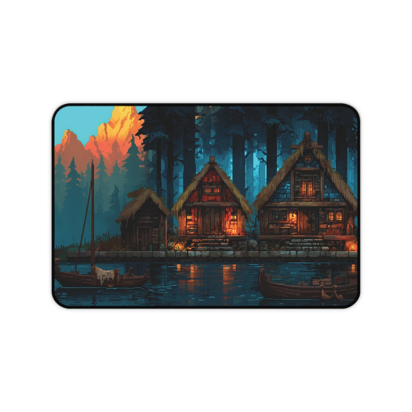 Pixel Art Desk Mat: Fantasy Village Gaming Mouse Pad