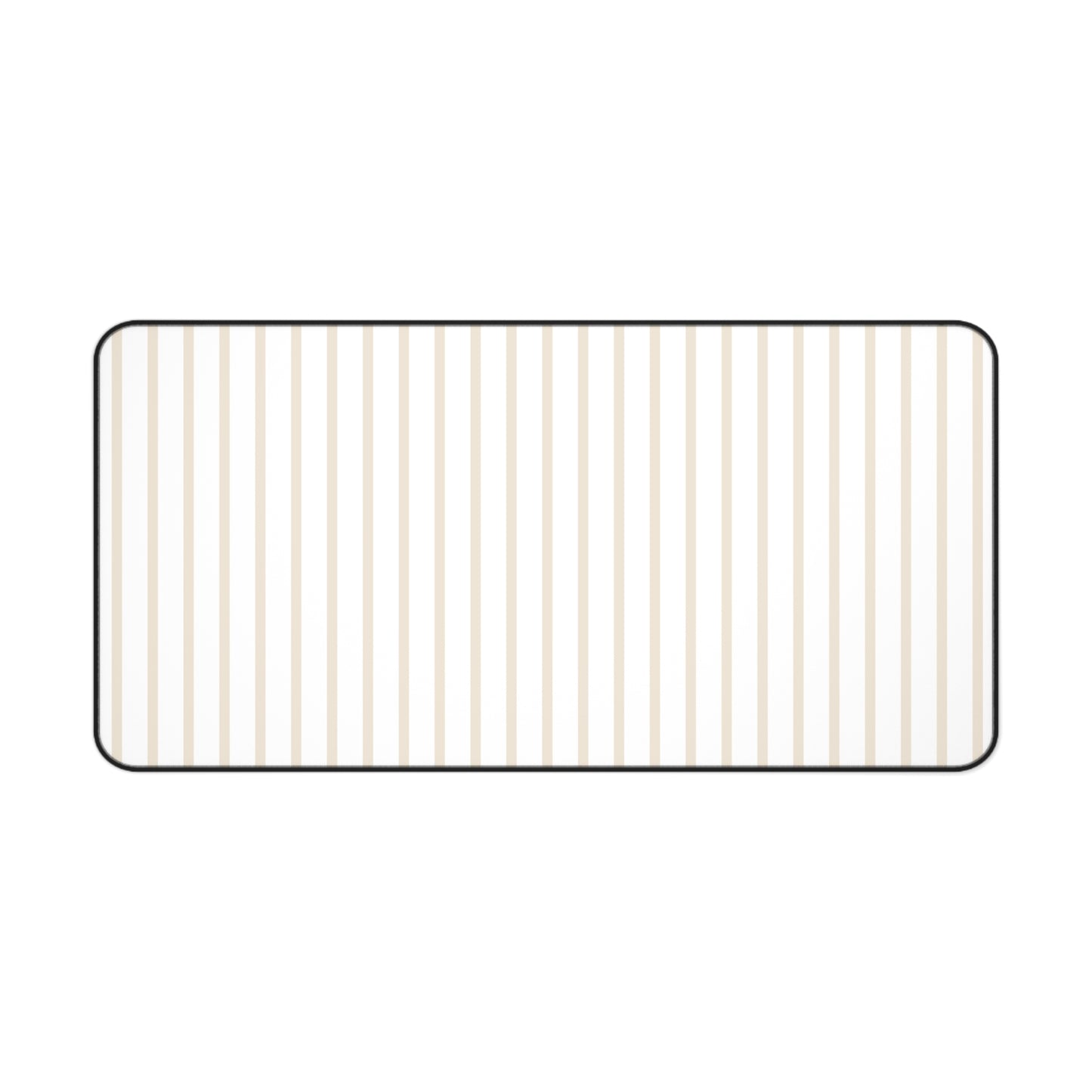 White and Beige Striped Desk Mat for Minimalist Office Decor