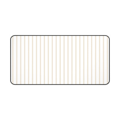 White and Beige Striped Desk Mat for Minimalist Office Decor