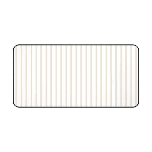 White and Beige Striped Desk Mat for Minimalist Office Decor