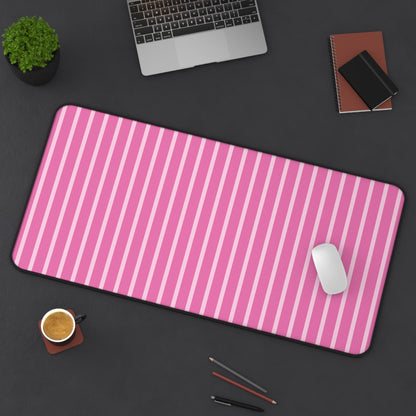 Pink Striped Desk Mat — Pastel Mouse Pad for Cute Workspaces
