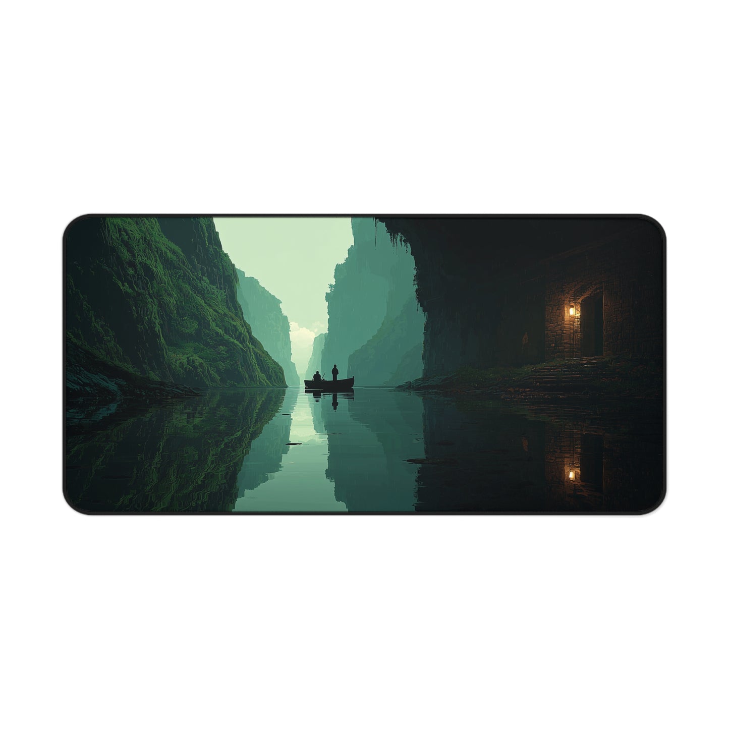Serene River Desk Mat: Landscape Extended Mouse Pad