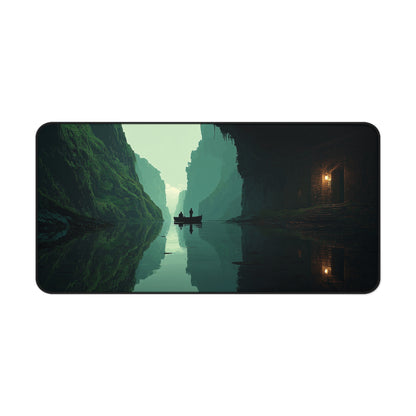 Serene River Desk Mat: Landscape Extended Mouse Pad