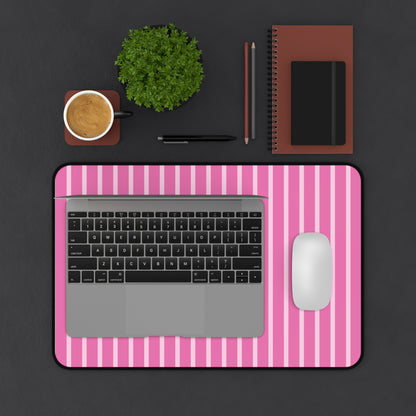 Pink Striped Desk Mat — Pastel Mouse Pad for Cute Workspaces