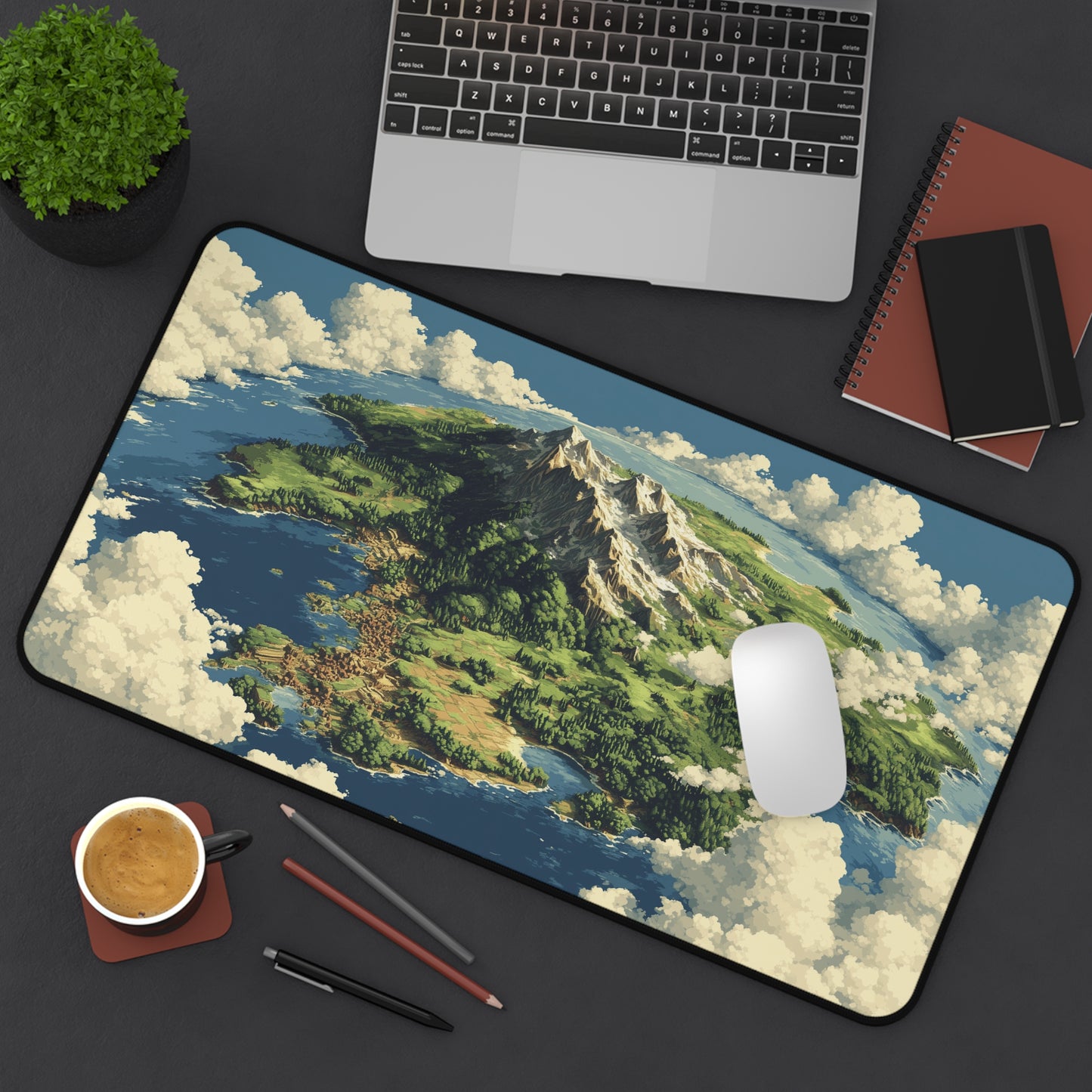 Fantasy World Map Desk Mat: Pixel Art Mouse Pad