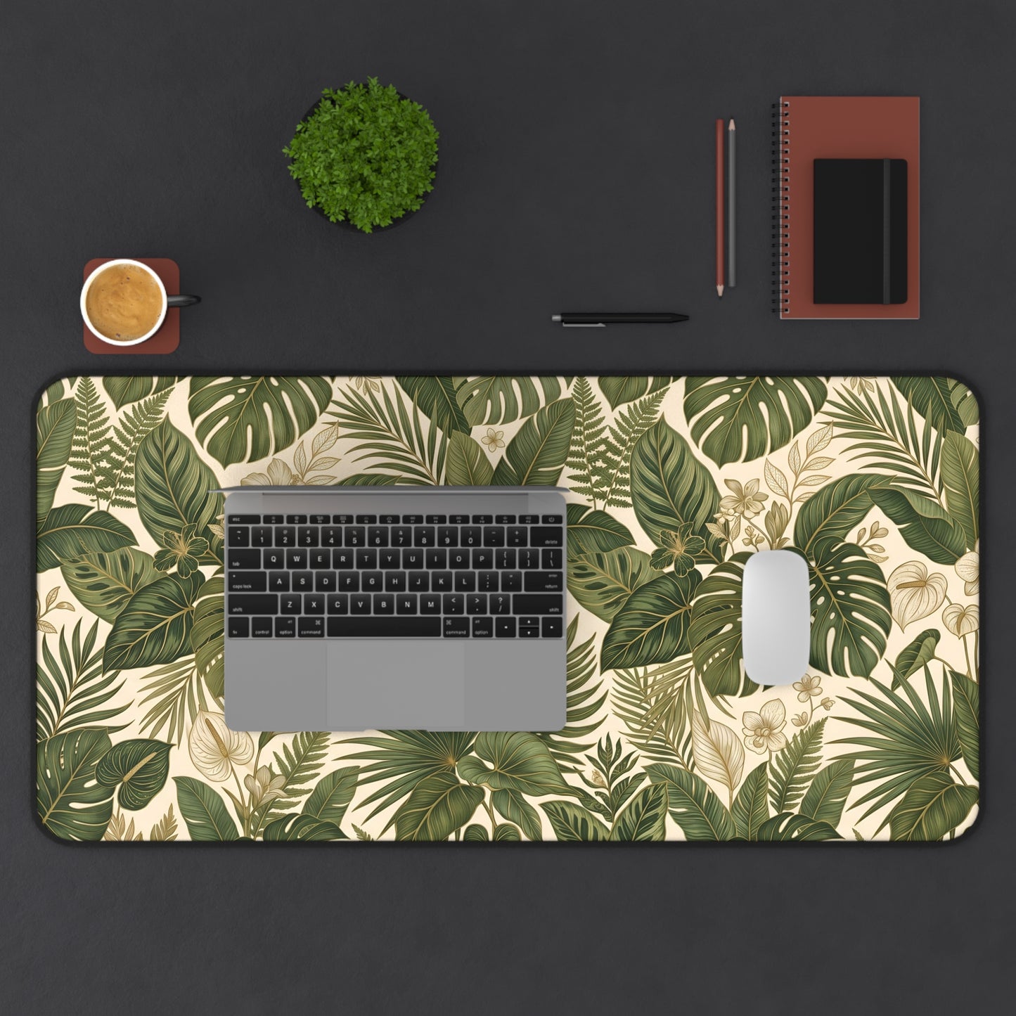 Green Monstera Desk Mat: Tropical Large Mouse Pad