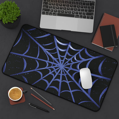 Blurple Spider Web Desk Mat, Halloween Aesthetic Mouse Pad