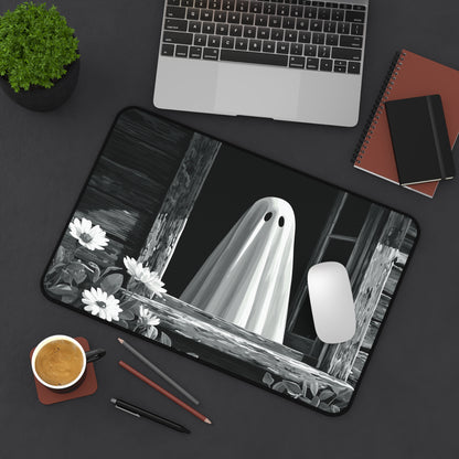 Black and White Ghost Desk Mat for Halloween Office Decor