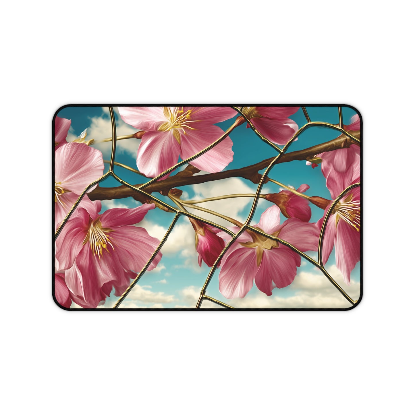 Cherry Blossom Desk Mat: Pink Sakura & Blue Sky Design