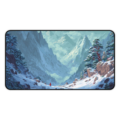 Pixel Art Desk Mat: Snowy Mountain Mouse Pad XXL