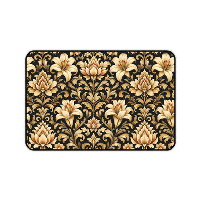 Black & Gold Desk Mat: Luxury Damask Mouse Pad