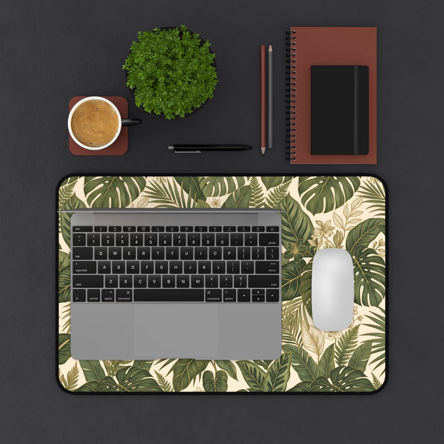 Green Monstera Desk Mat: Tropical Large Mouse Pad